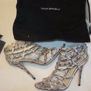 TANIA SPINELLI "Elaphe"  Snakeskin Sandal Heels